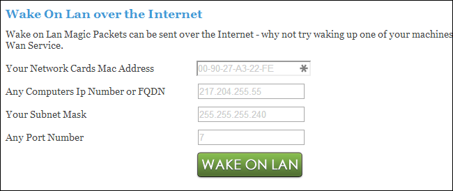 What mac address to use for wake on lan over internet